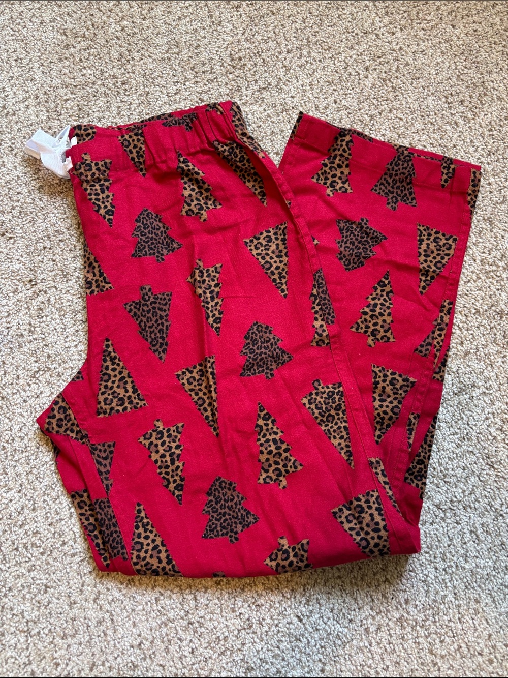 NWT J Crew Factory 100% Cotton Christmas Leopard Print Pajama Bottoms Size Med